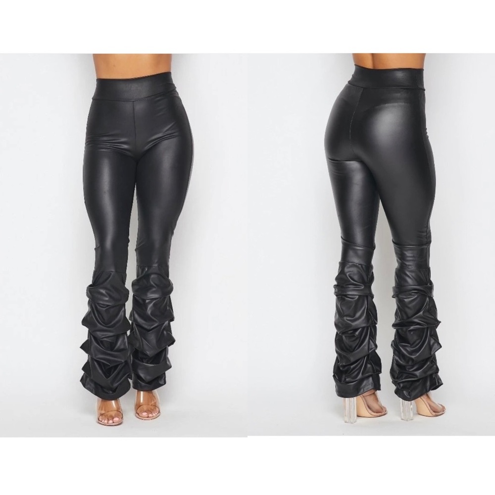 Faux Leather Ruched Pants